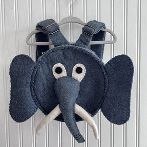 Handmade Gray Felt Elephant Toddler Backpack - Animal Zipper Bag Accessory Kid